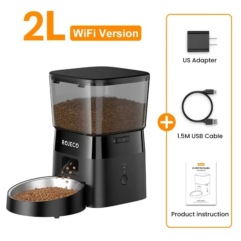 TheWoofPost™ Rojeco 2L WiFi Automatic Pet Feeder - Smart Food Dispenser with Remote Control